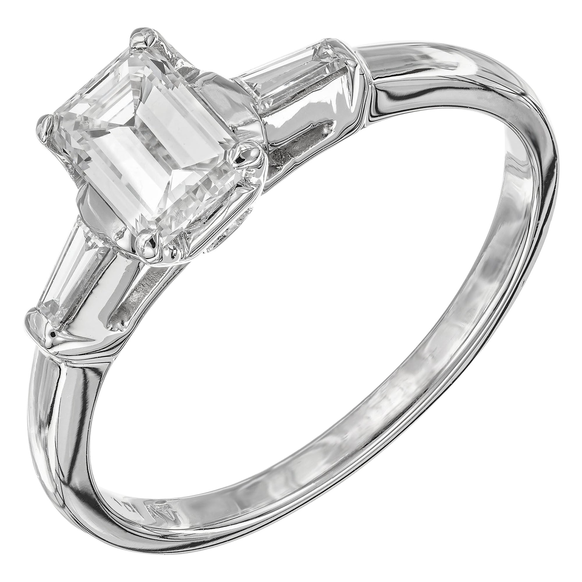 Anello di fidanzamento a tre pietre in platino con diamante certificato EGL da 73 carati in vendita