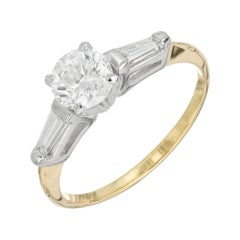 EGL Certified .73 Carat Diamond Two Tone Gold Three-Stone Engagement Ring