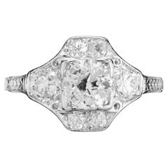 EGL Certified .73 Carat Old European Diamond Platinum Art Deco Engagement Ring