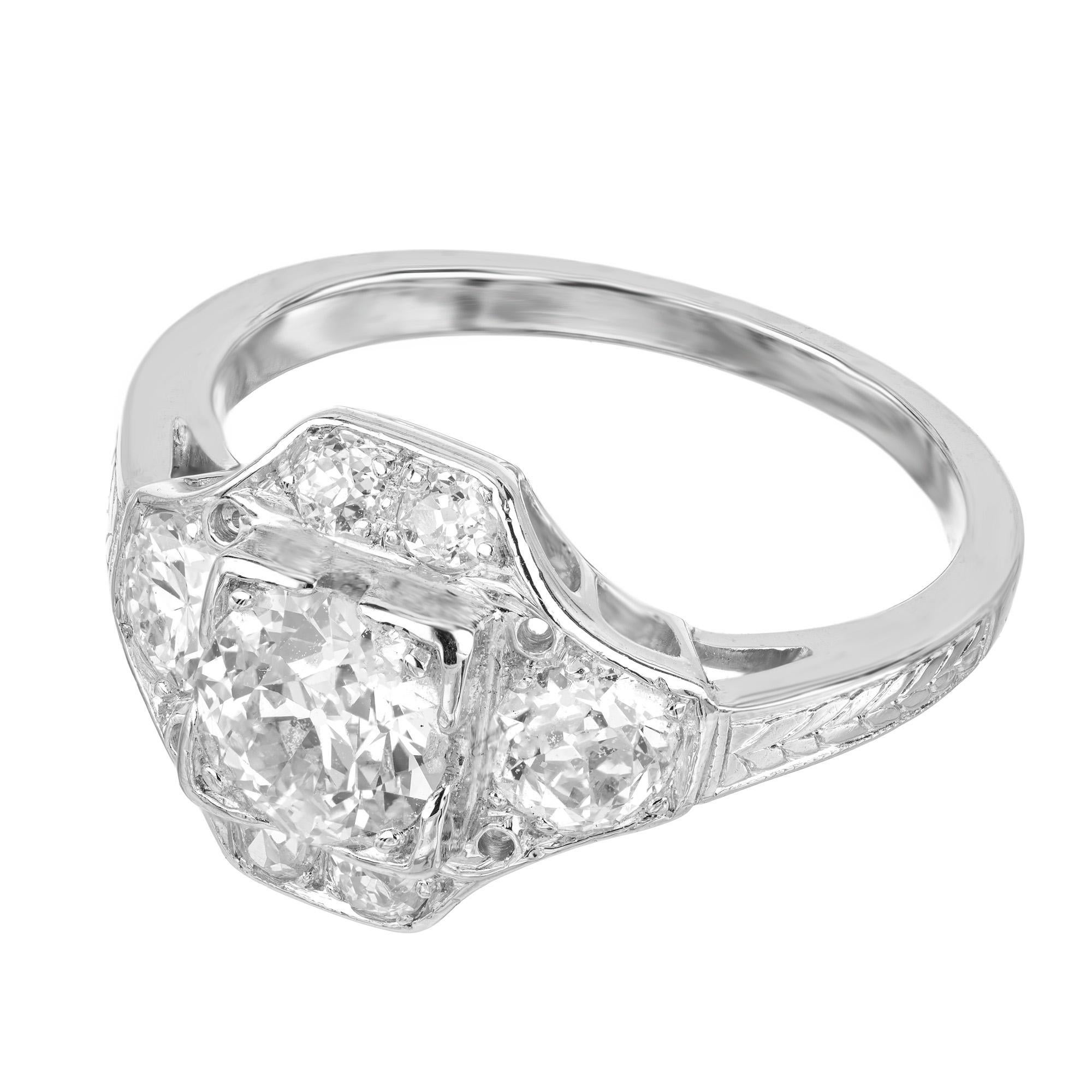 EGL-zertifizierter Platin-Verlobungsring mit73 Karat alteuropäischem Diamant im Art déco-Stil, Art déco-Stil (Alteuropäischer Schliff) im Angebot