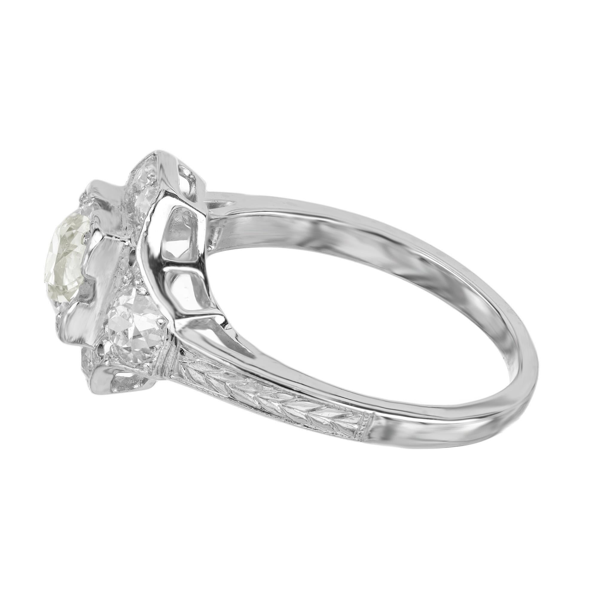 EGL-zertifizierter Platin-Verlobungsring mit73 Karat alteuropäischem Diamant im Art déco-Stil, Art déco-Stil Damen im Angebot