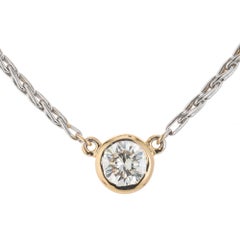EGL Certified .74 Carat Diamond Two Tone Gold Solitaire Pendant Necklace