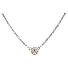 EGL Certified .74 Carat Diamond Two Tone Gold Solitaire Pendant Necklace 