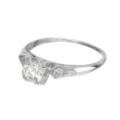 EGL Certified .75 Carat Diamond Three Stone Platinum Engagement Ring