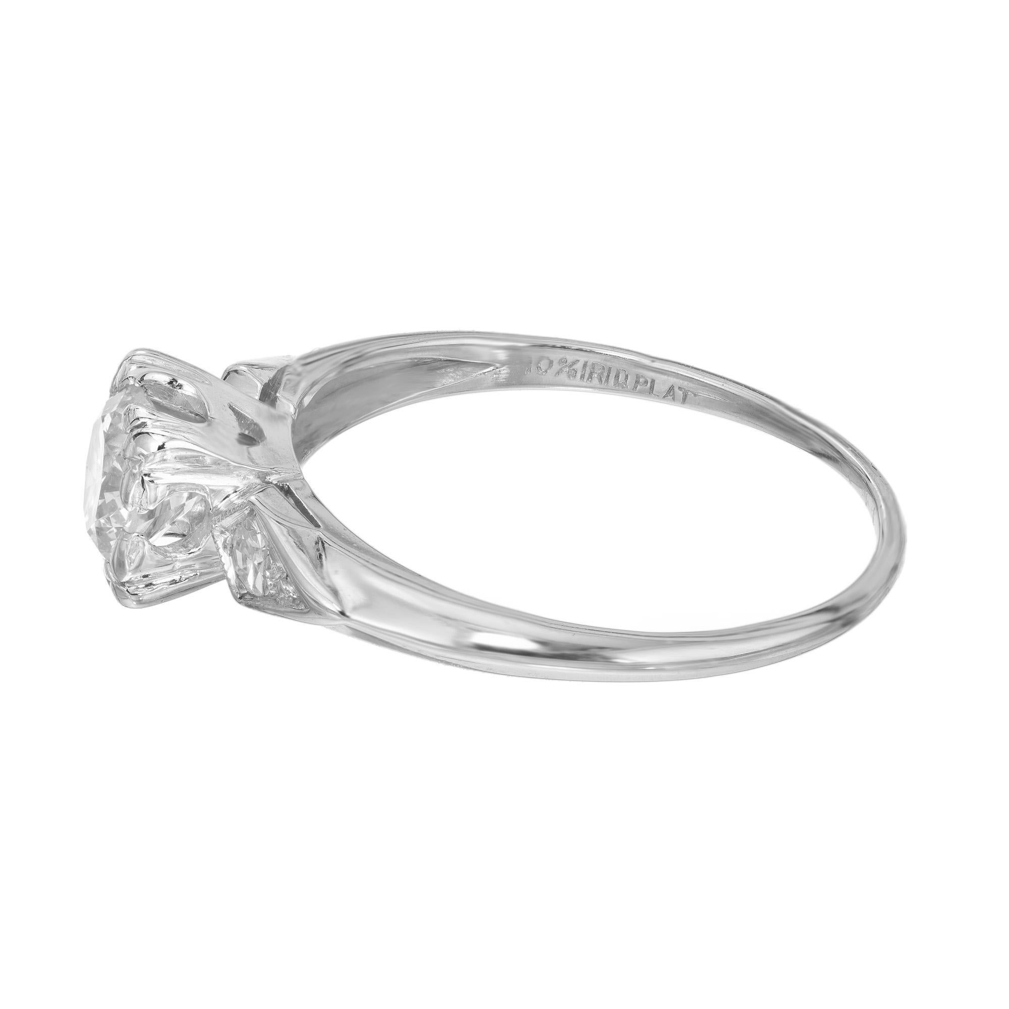 Women's EGL Certified .75 Carat Diamond Three Stone Platinum Engagement Ring  For Sale