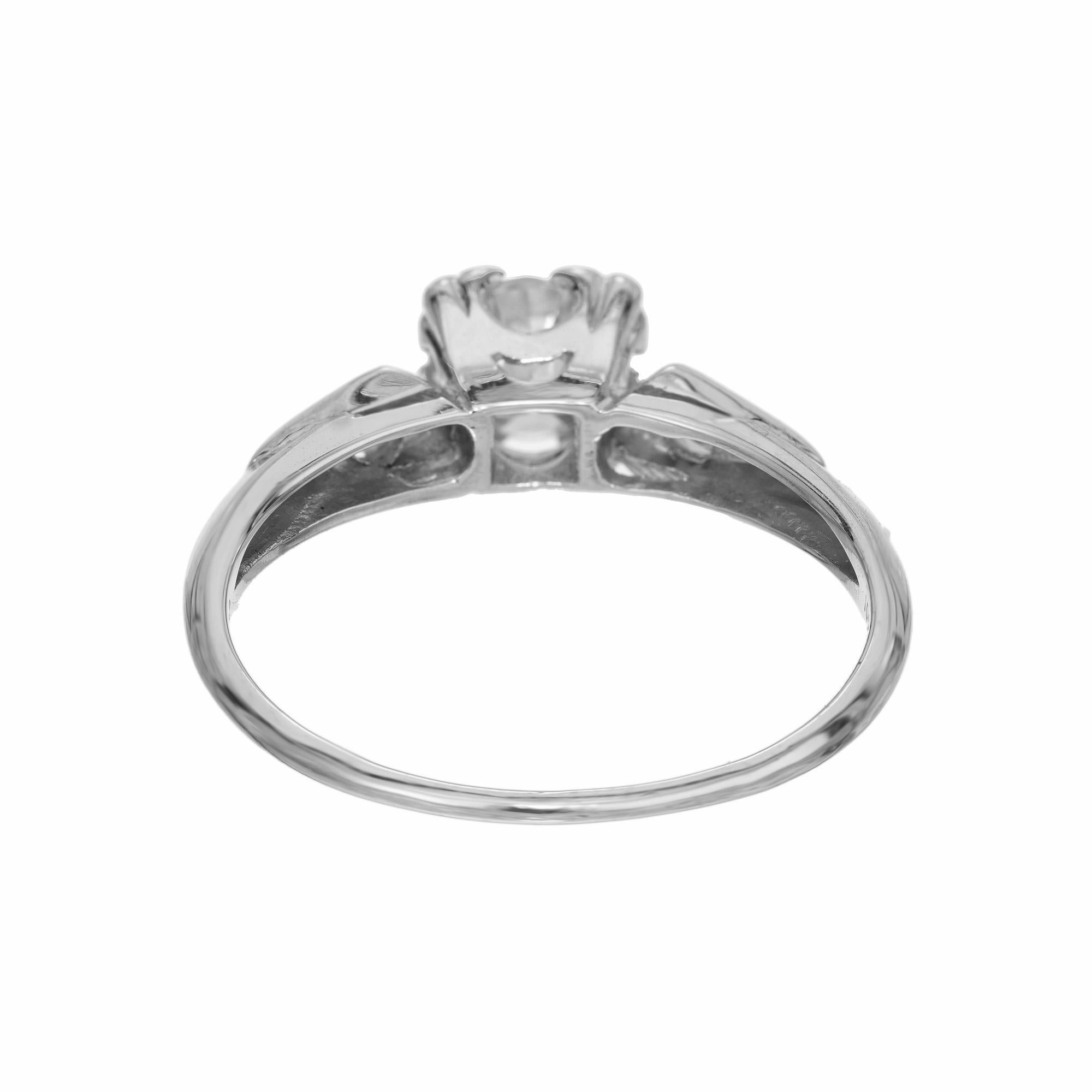 EGL Certified .75 Carat Diamond Three Stone Platinum Engagement Ring  For Sale 1