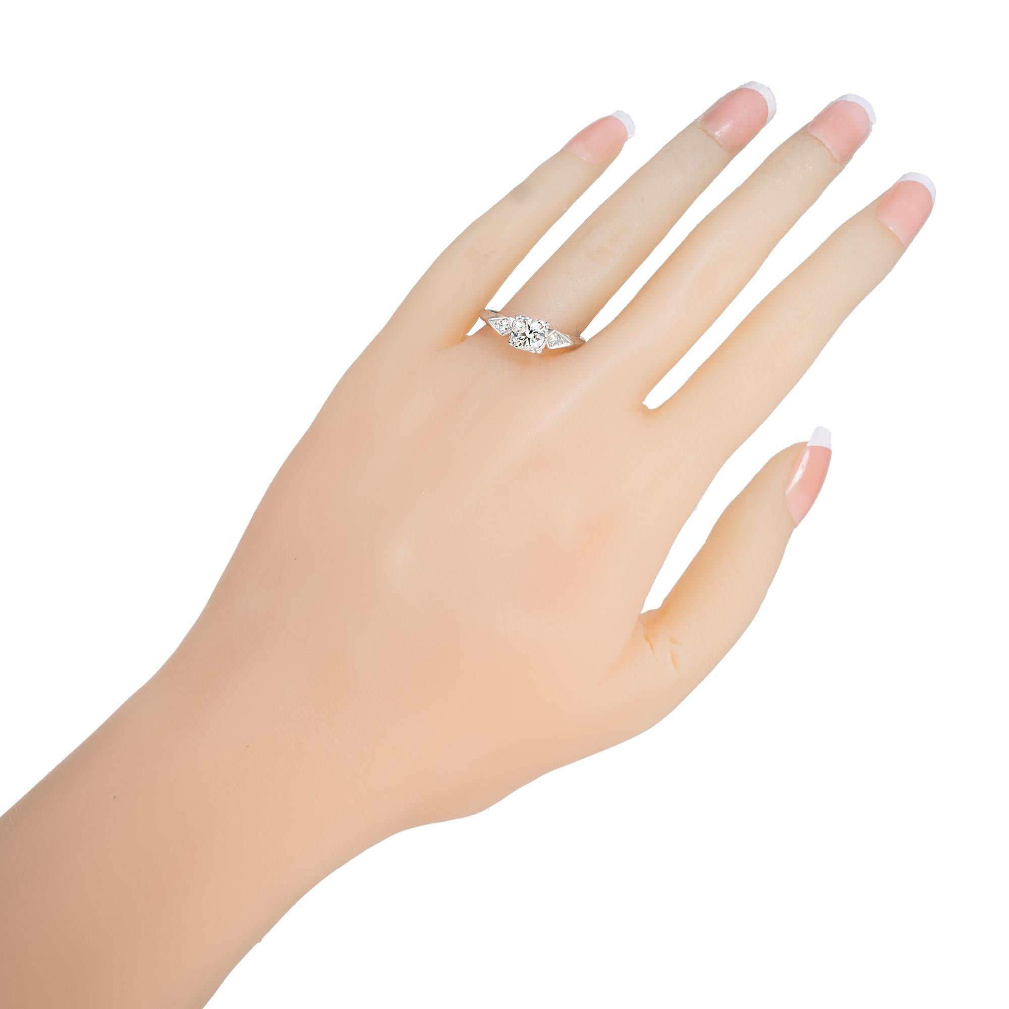 EGL Certified .75 Carat Diamond Three Stone Platinum Engagement Ring  For Sale 3