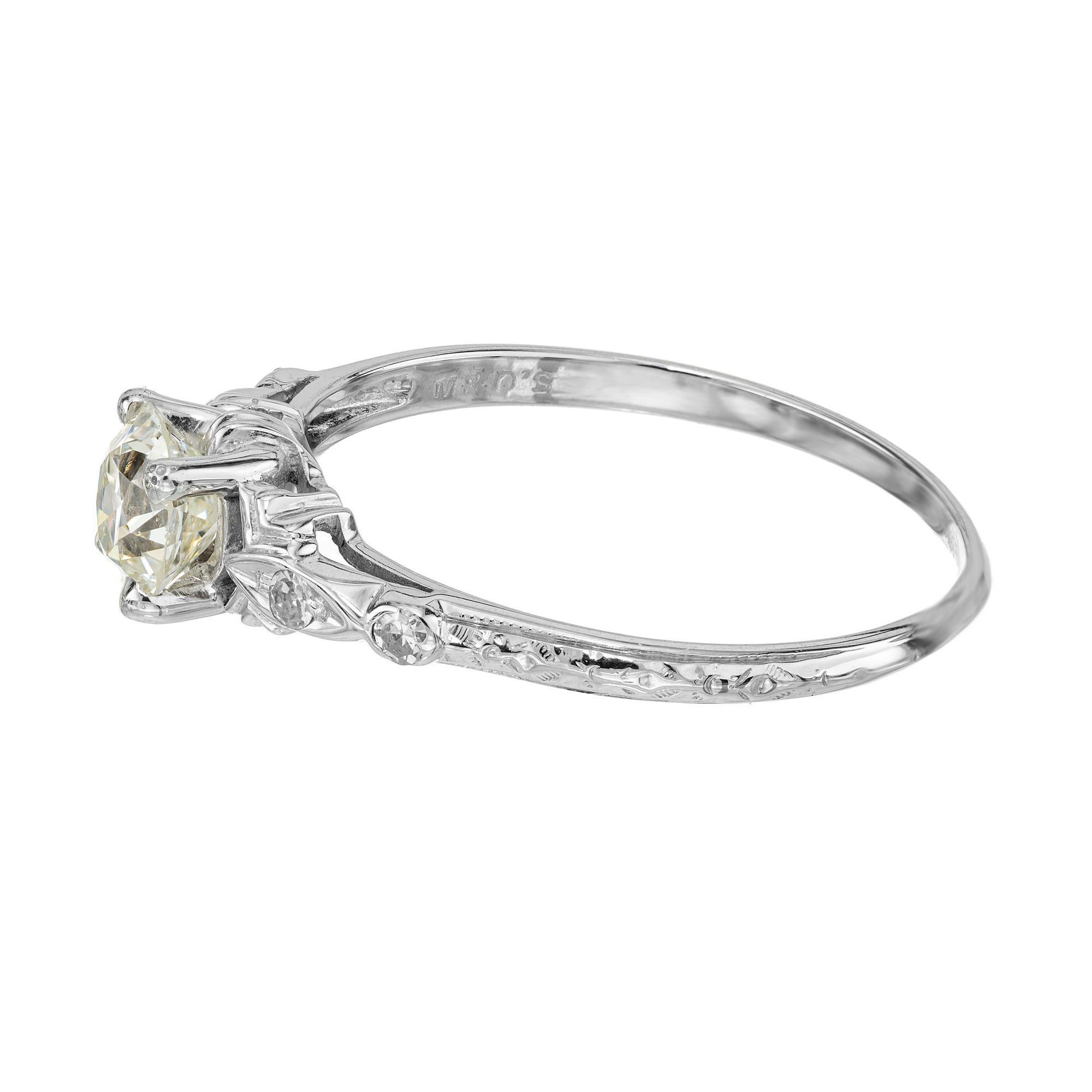 Round Cut EGL Certified .75 Carat Diamond White Gold Engagement Ring For Sale