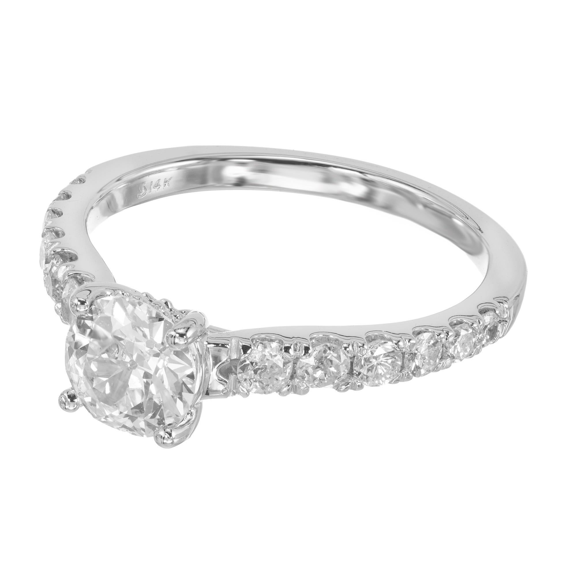 Taille ronde Bague de fiançailles en or blanc certifiée EGL et ornée d'un diamant de 0,75 carat en vente
