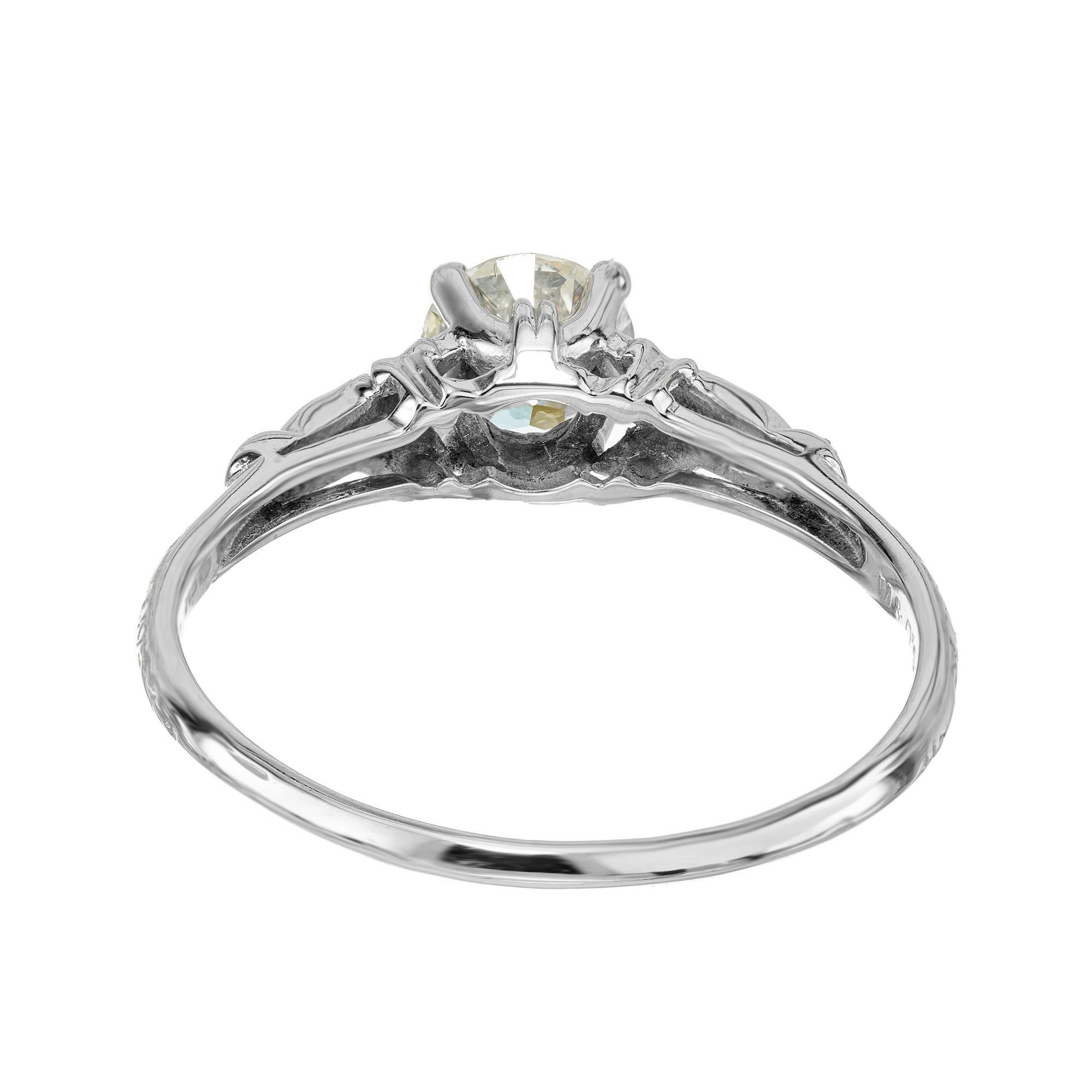 Women's EGL Certified .75 Carat Diamond White Gold Engagement Ring For Sale