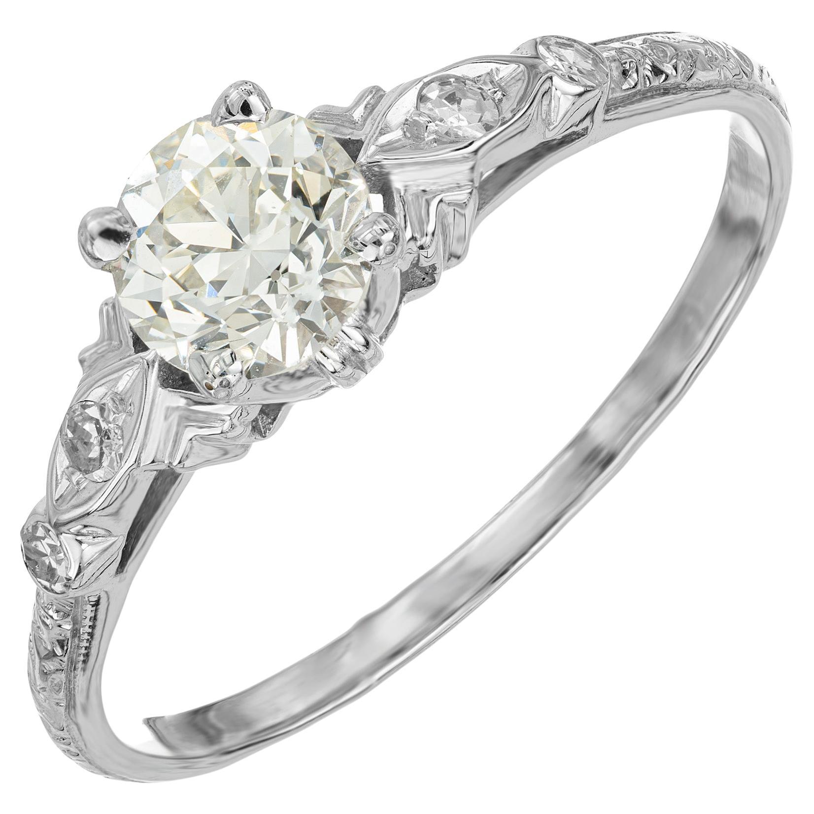 EGL Certified .75 Carat Diamond White Gold Engagement Ring For Sale