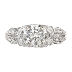 EGL Certified .77 Carat Diamond Platinum Art Deco Engagement Ring