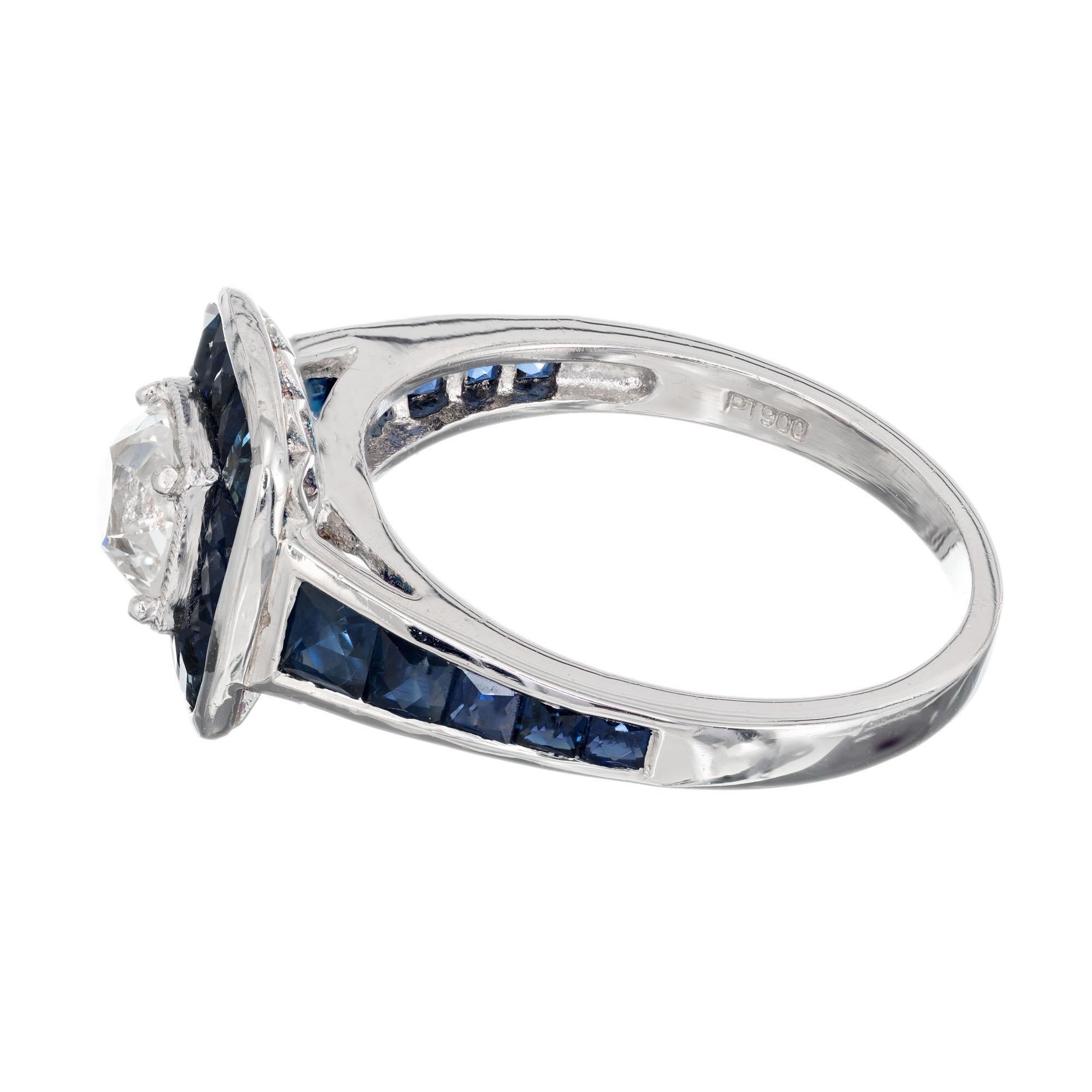 Women's Peter Suchy EGL Certified .77 Carat Diamond Sapphire Platinum Engagement Ring For Sale