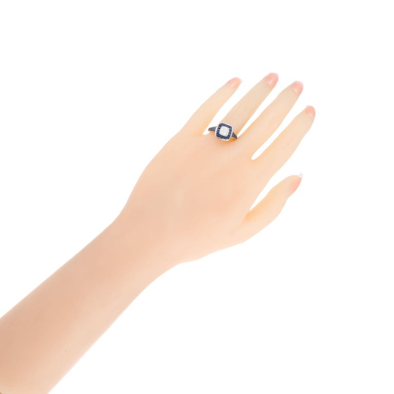 Peter Suchy EGL Certified .77 Carat Diamond Sapphire Platinum Engagement Ring For Sale 3