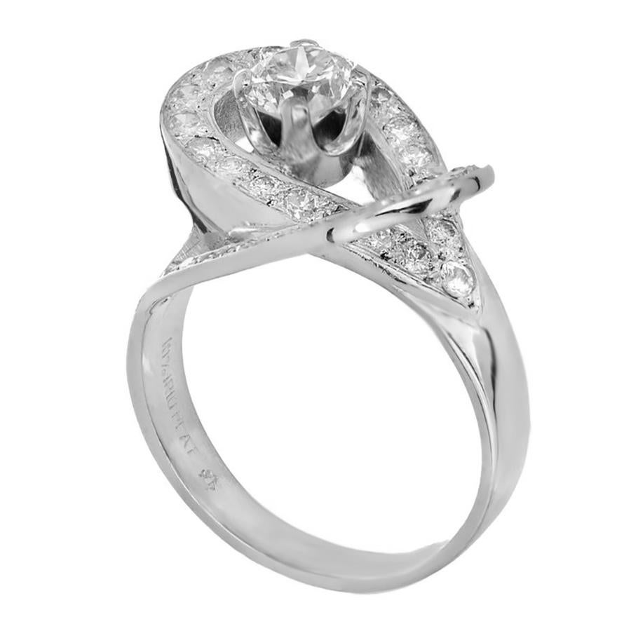 EGL Certified .80 Carat Diamond Open Swirl Platinum Cocktail Ring For Sale 3