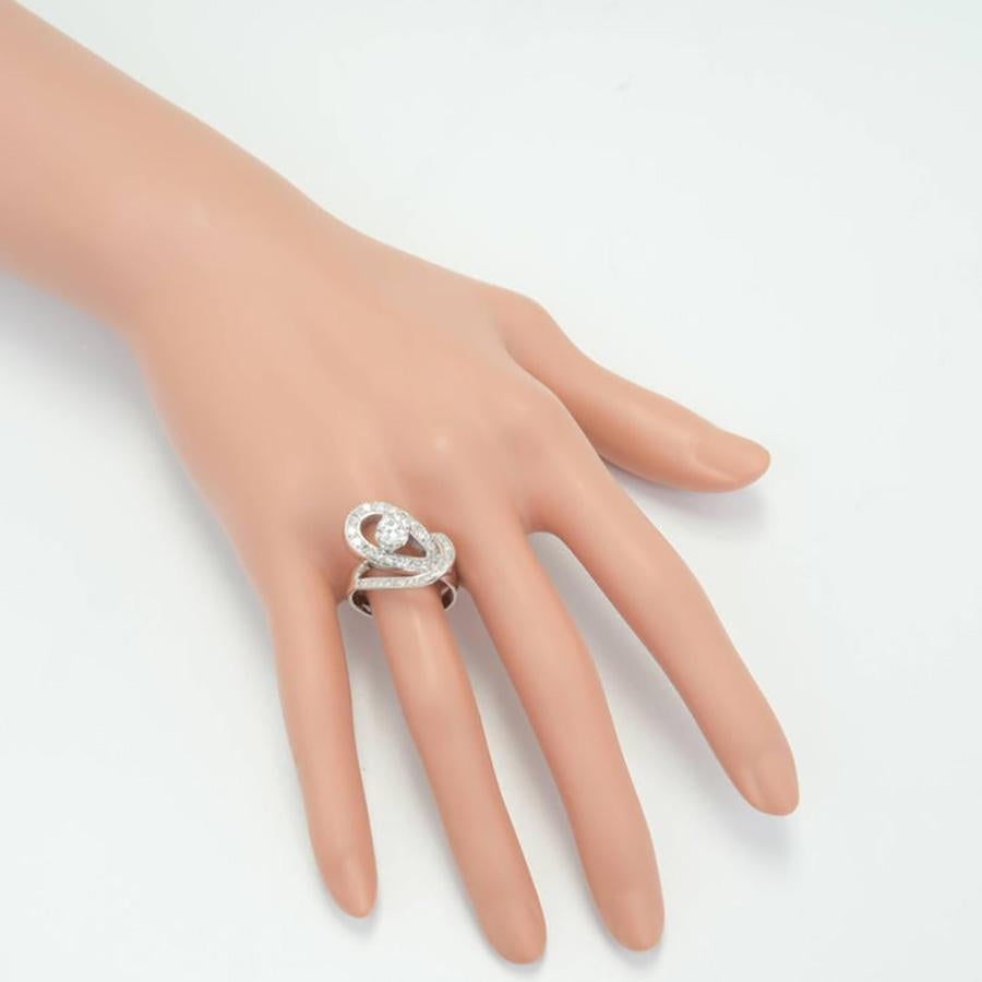 EGL Certified .80 Carat Diamond Open Swirl Platinum Cocktail Ring For Sale 4