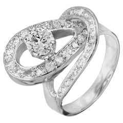 Bague cocktail en platine avec tourbillon ouvert en diamant de 0,80 carat certifié EGL