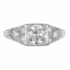 EGL Certified .80 Carat Diamond Platinum Edwardian Art Deco Engagement Ring