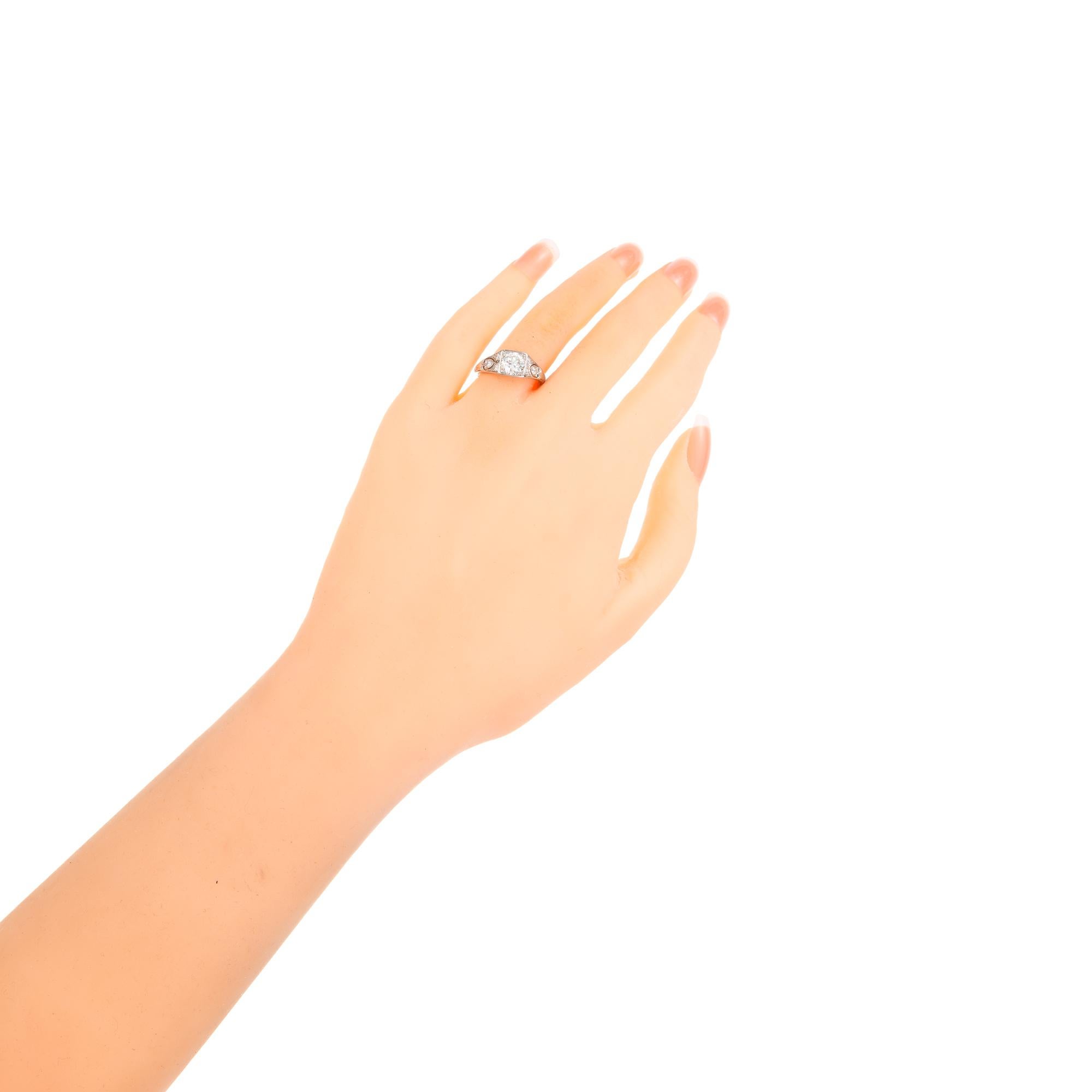 EGL Certified .80 Carat Diamond Platinum Edwardian Art Deco Engagement Ring For Sale 1