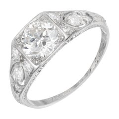 EGL Certified .80 Carat Diamond Platinum Edwardian Art Deco Engagement Ring