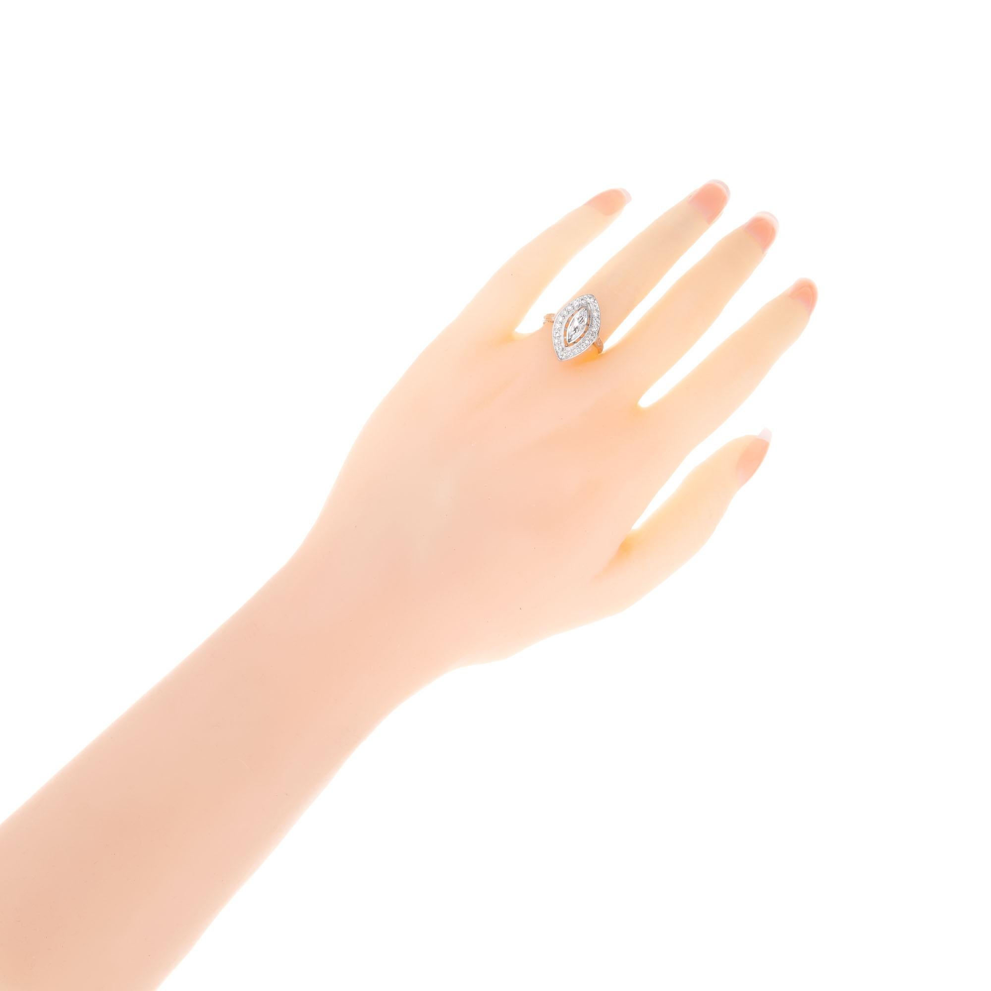 Marquise Cut EGL Certified .80 Carat Marquise Diamond Platinum Halo Ring