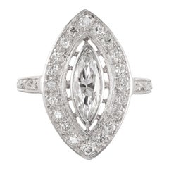 EGL Certified .80 Carat Marquise Diamond Platinum Halo Ring