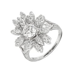 EGL Certified .81 Carat Diamond White Gold Cocktail Cluster Ring