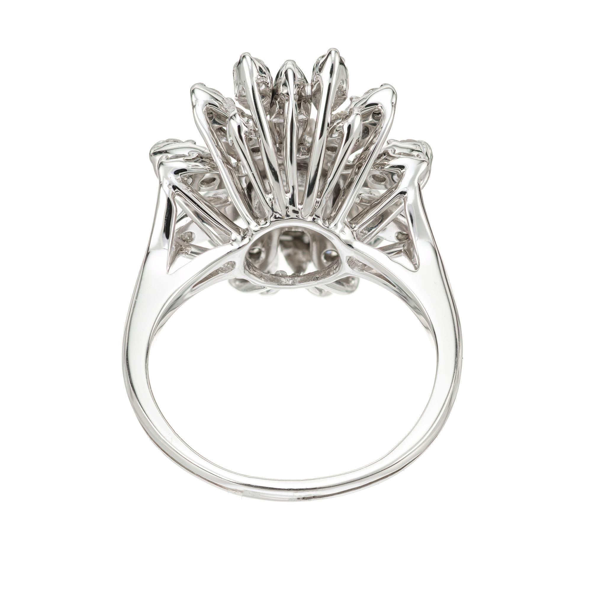 Women's EGL Certified .81 Carat Diamond White Gold Cocktail Cluster Ring For Sale