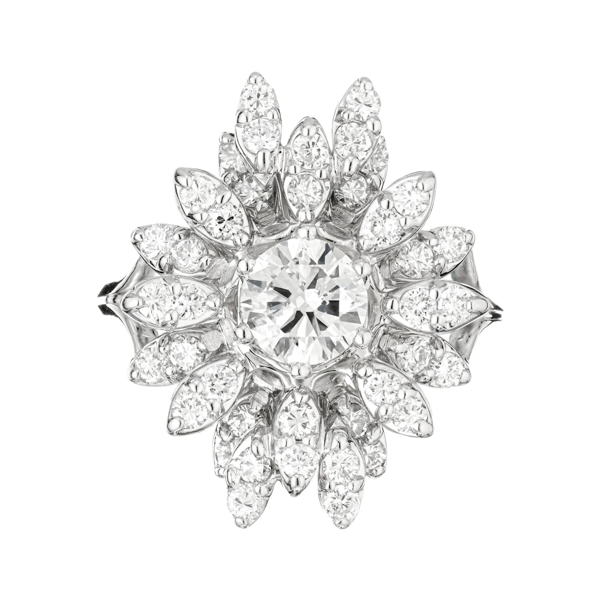 EGL Certified .81 Carat Diamond White Gold Cocktail Cluster Ring For Sale
