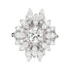 EGL Certified .81 Carat Diamond White Gold Cocktail Cluster Ring
