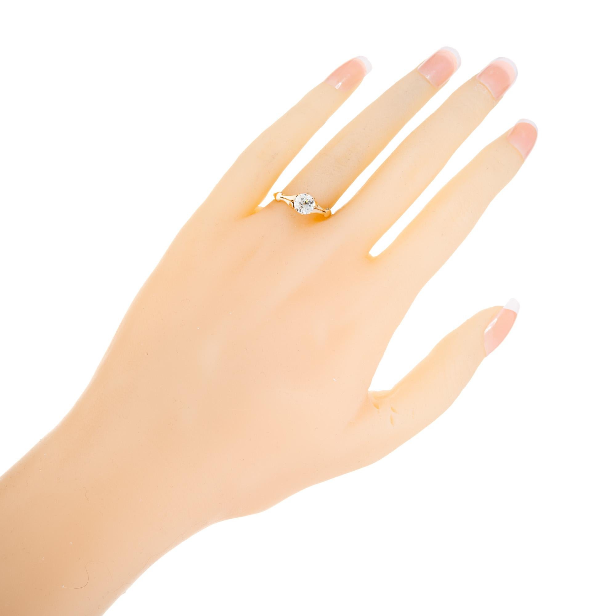 Women's EGL Certified .82 Carat Old European Diamond Antique Rose Gold Engagement Ring  For Sale