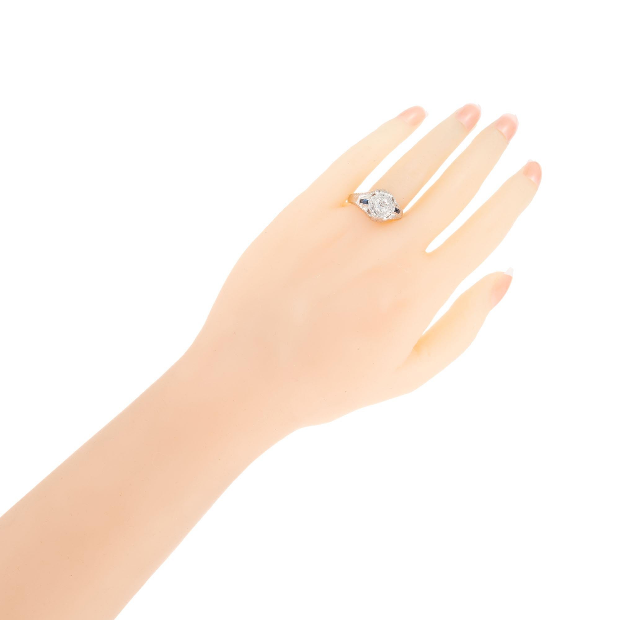 EGL Certified .84 Carat Diamond Sapphire White Gold Men's Ring For Sale 2