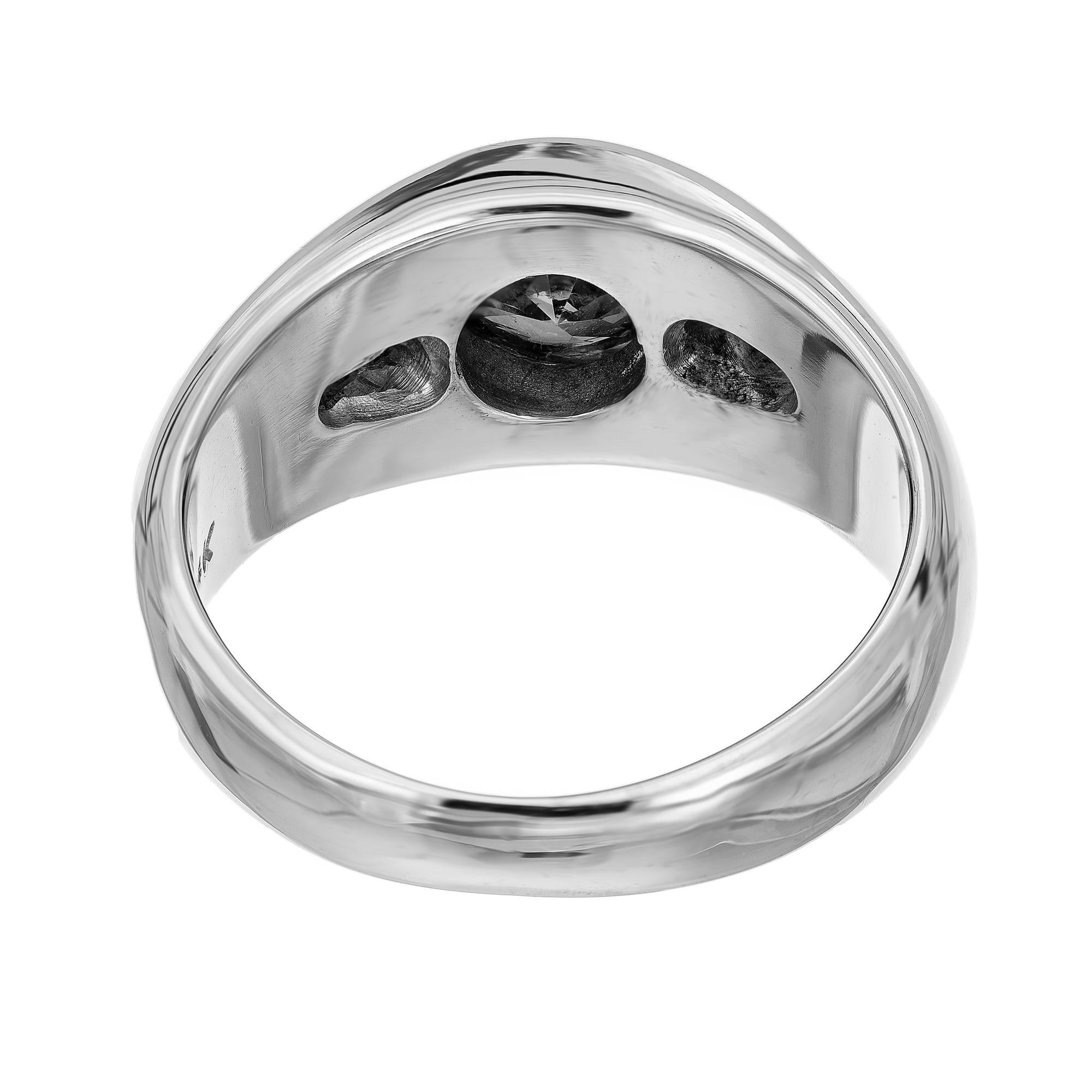 EGL Certified .85 Carat Yellow Brown Diamond White Gold Mens Ring For Sale 1
