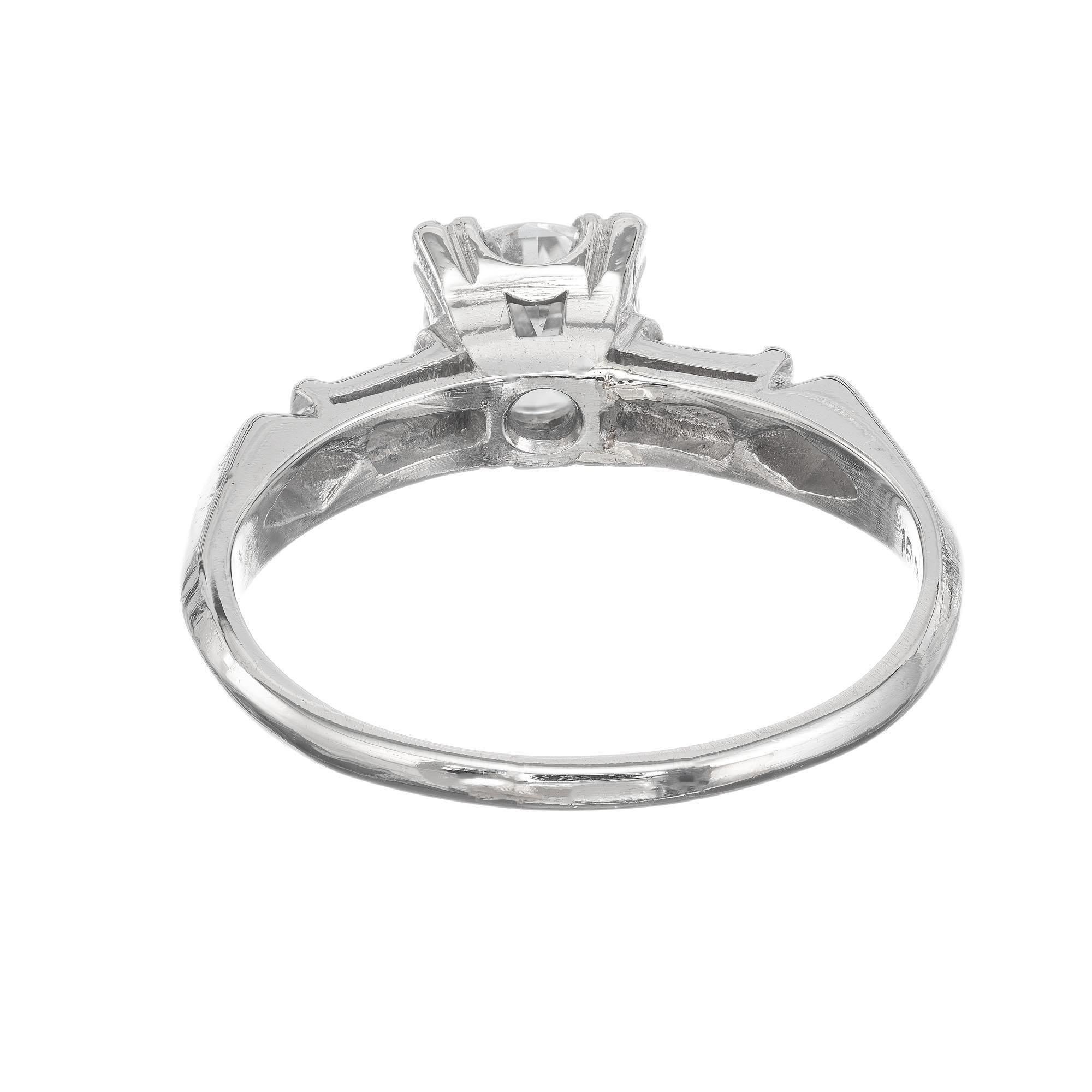 EGL-zertifizierter .86 Karat Diamant-Dreistein-Verlobungsring aus Platin im Art déco-Stil Damen im Angebot