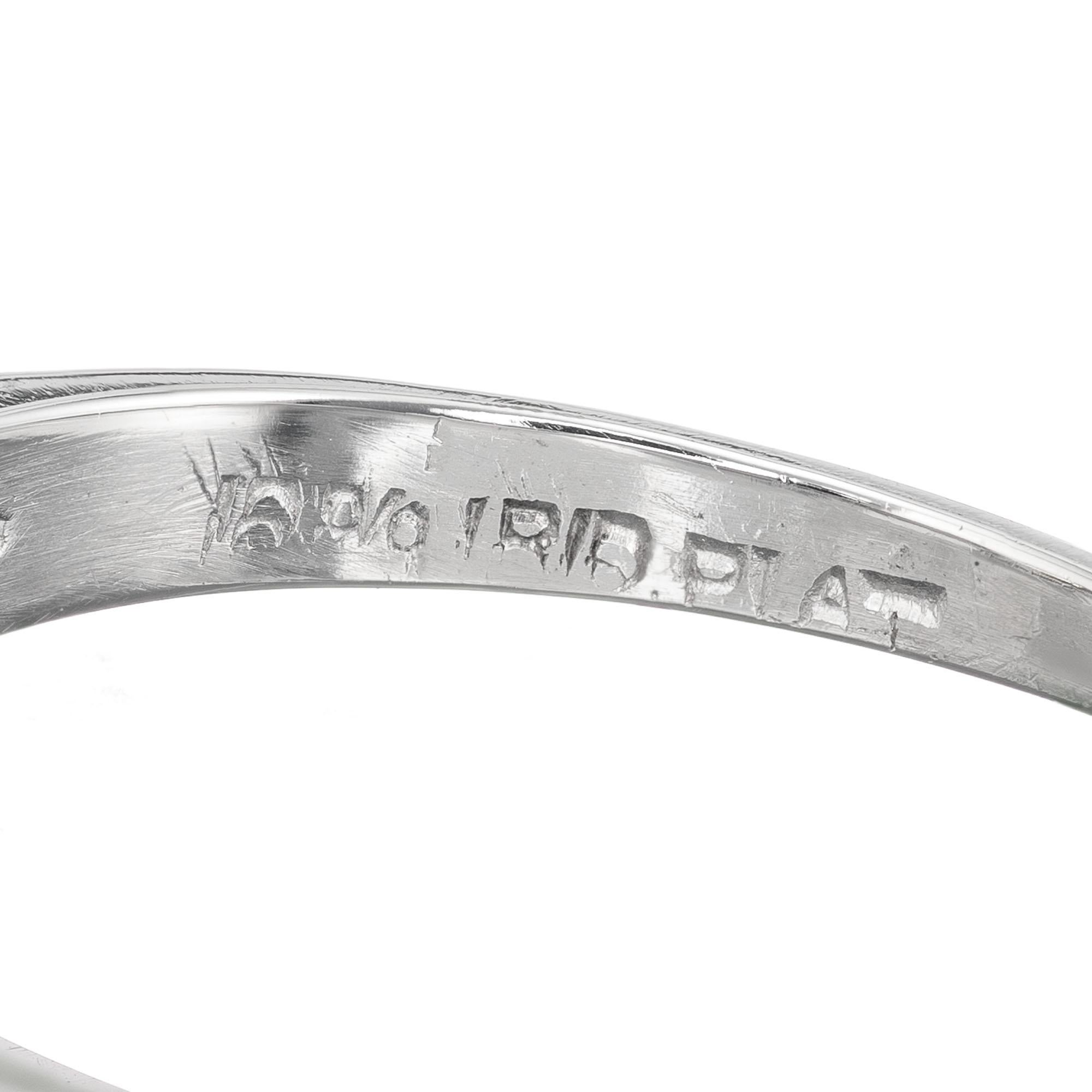 Women's EGL Certified .86 Carat Diamond Three-Stone Art Deco Platinum Engagement Ring For Sale