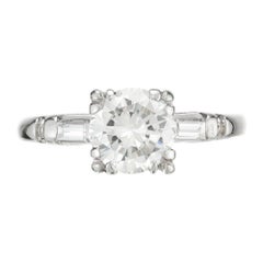 EGL Certified .90 Carat Round Diamond Palladium Three-Stone Engagement Ring
