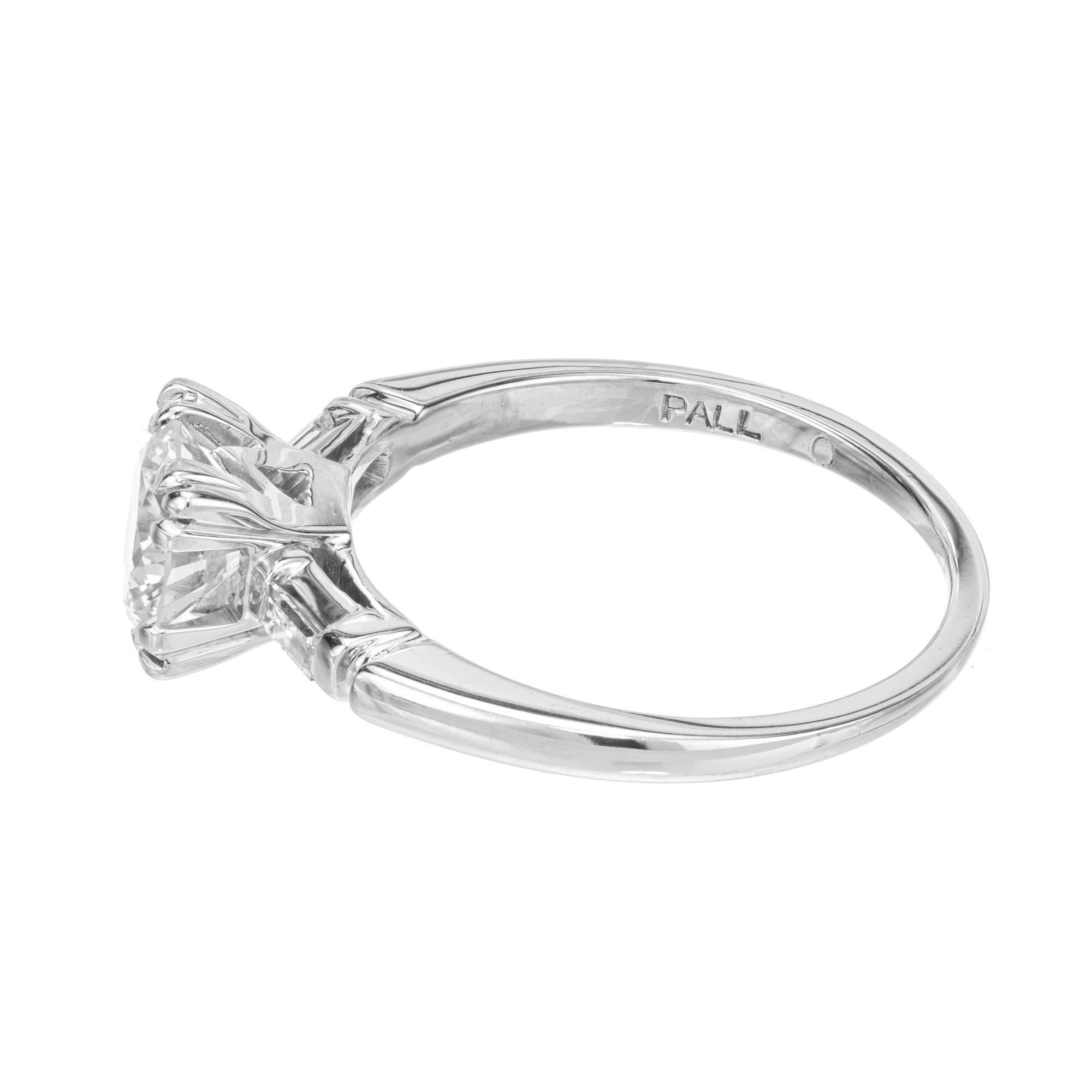Women's EGL Certified .90 Carat Round Diamond Palladium Three-Stone Engagement Ring  For Sale