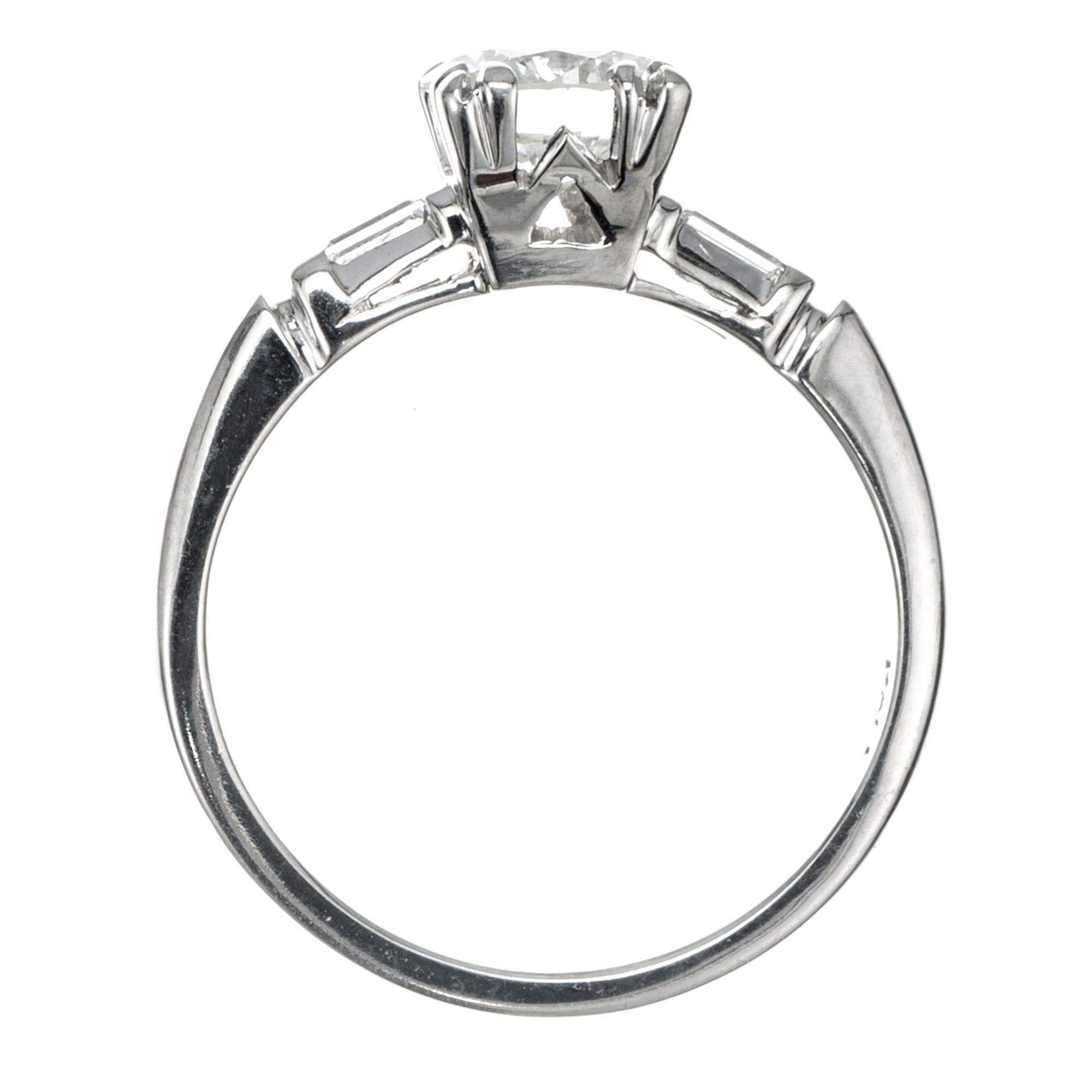 EGL Certified .90 Carat Round Diamond Palladium Three-Stone Engagement Ring  For Sale 2