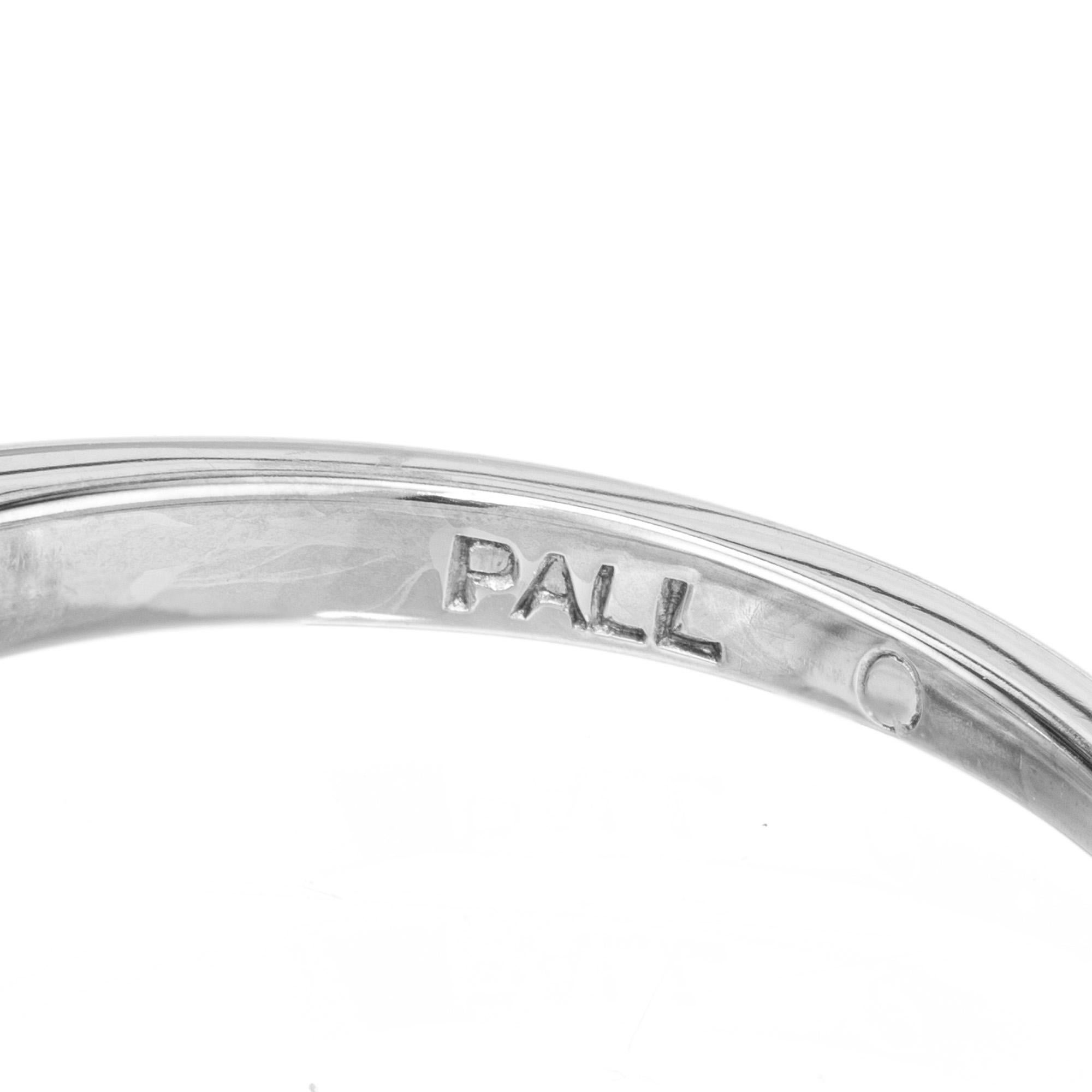 EGL Certified .90 Carat Round Diamond Palladium Three-Stone Engagement Ring  For Sale 3