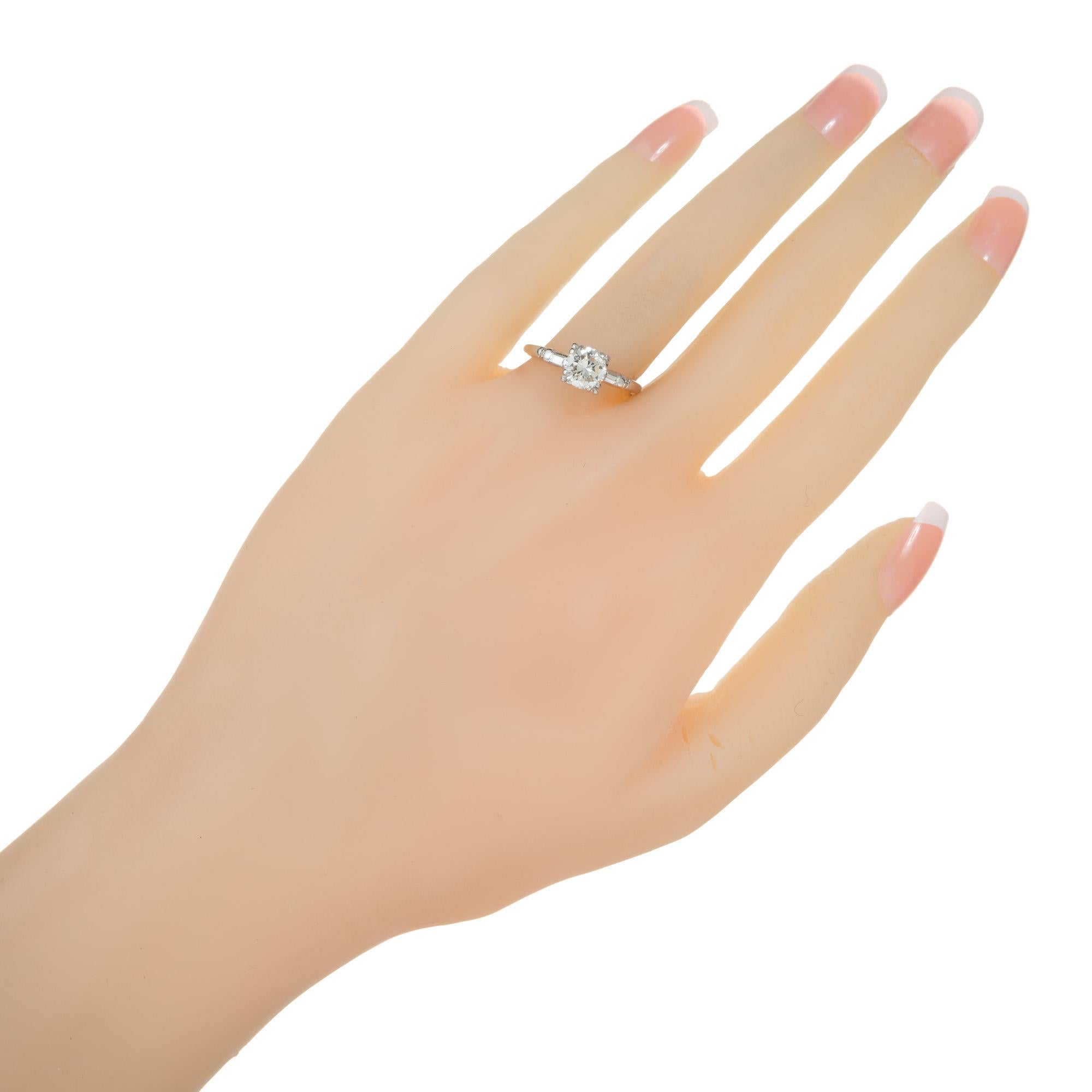 EGL Certified .90 Carat Round Diamond Palladium Three-Stone Engagement Ring  For Sale 4