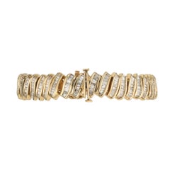 EGL Certified 9.10 Carat Baguette Diamond Yellow Gold Bracelet