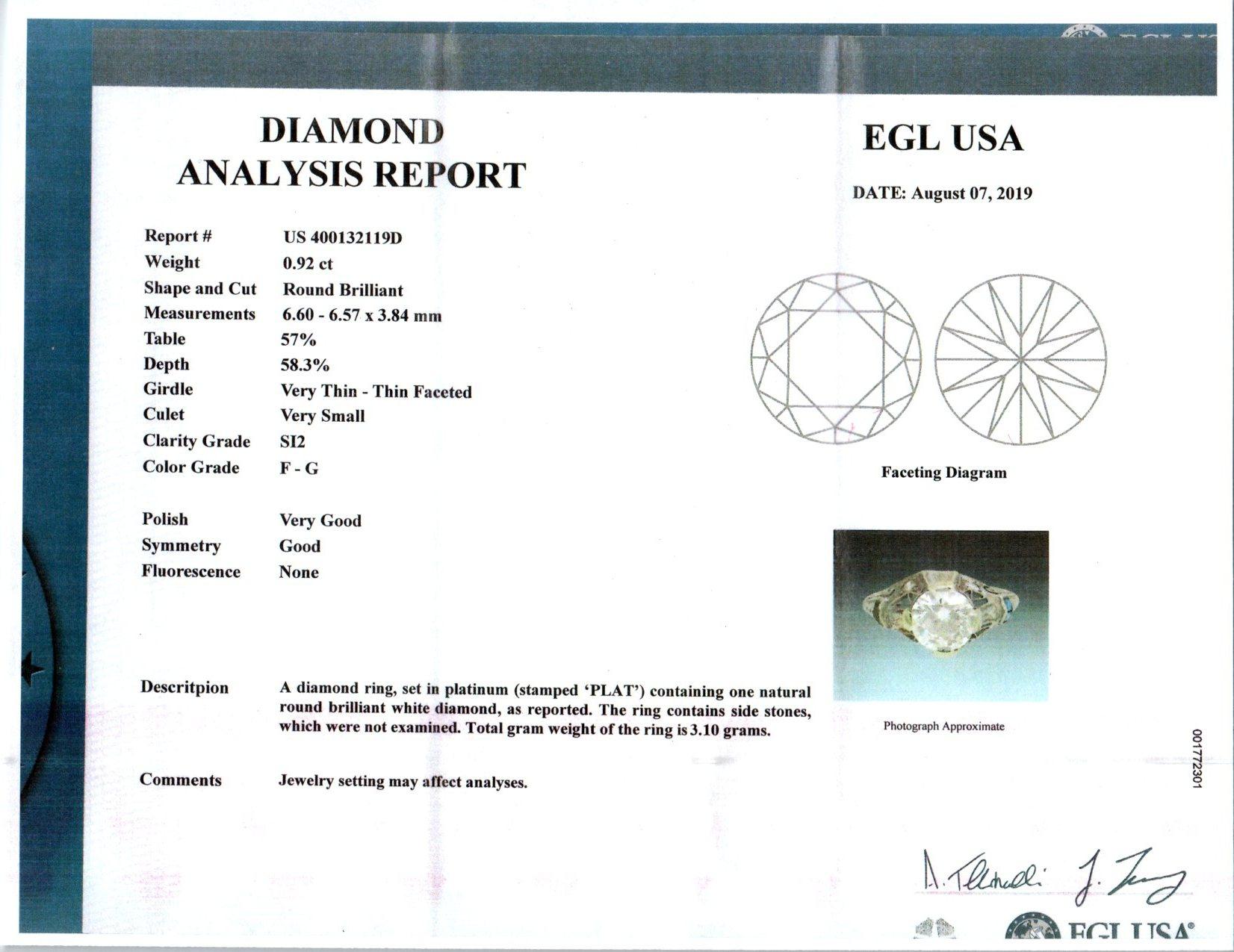 EGL-zertifizierter Platin-Verlobungsring mit 0,92 Karat Diamant-Saphir im Angebot 3