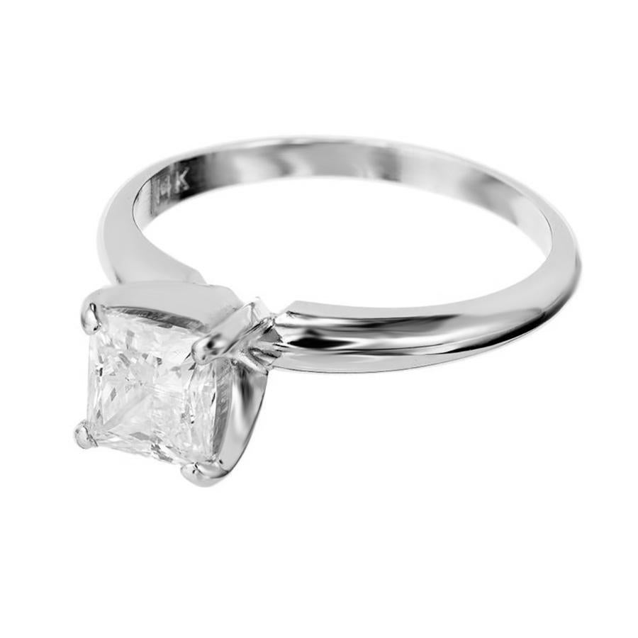 EGL-zertifizierter Verlobungsring, EGL-zertifizierter .94 Karat Diamant im Prinzessinnenschliff Solitär Gold (Carréschliff) im Angebot