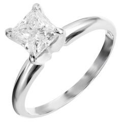 EGL Certified .94 Carat Princess Cut Diamond Solitaire Gold Engagement Ring