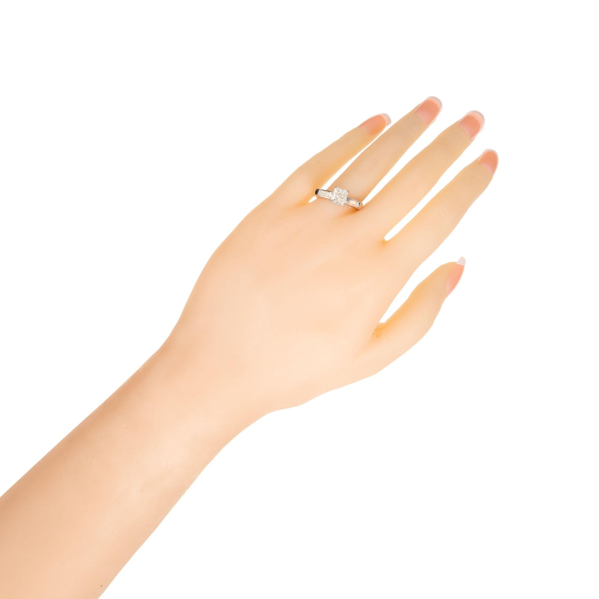 Women's EGL Certified .96 Carat Radiant Cut Diamond Platinum Engagement Ring For Sale