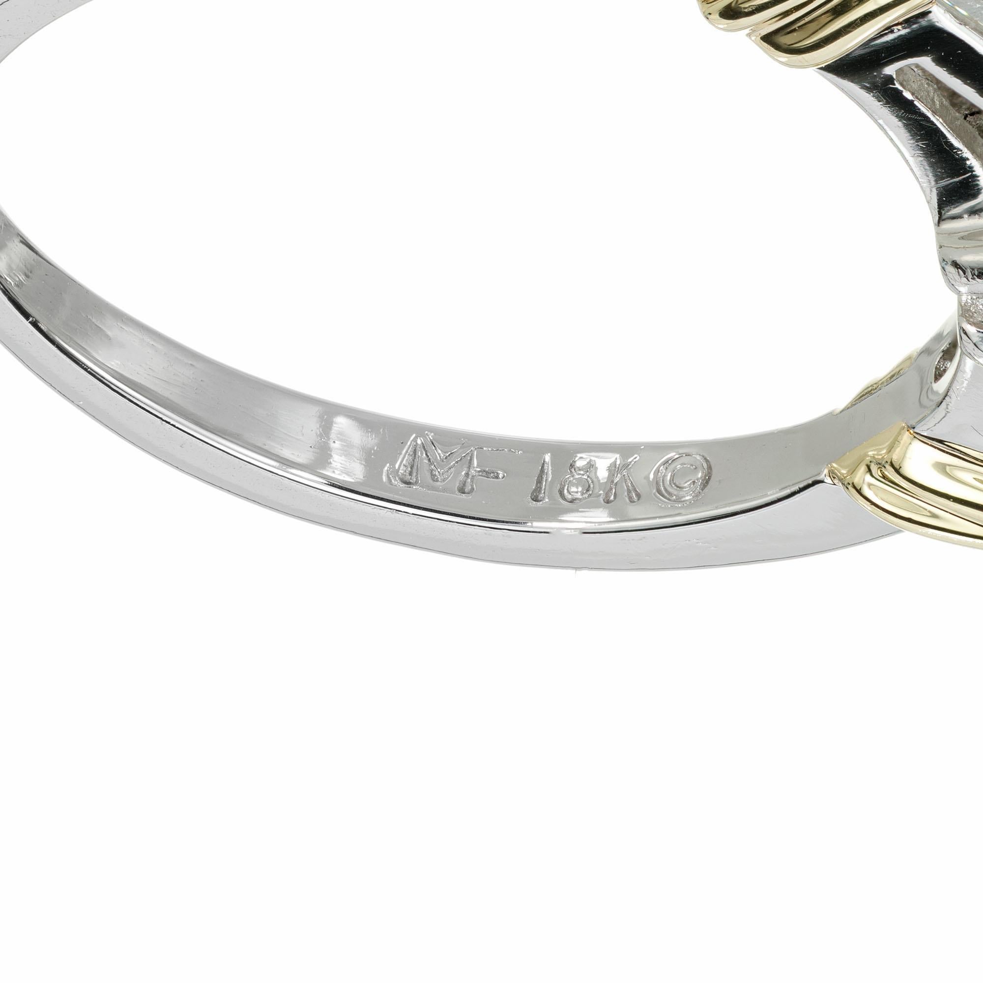 Women's EGL Certified .97 Carat Diamond Platinum Yellow Gold Three-Stone Engagement Ring For Sale