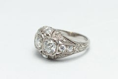 EGL Certified Art Deco 1920s Palladium and Platinum Diamond Two-Stone Ring