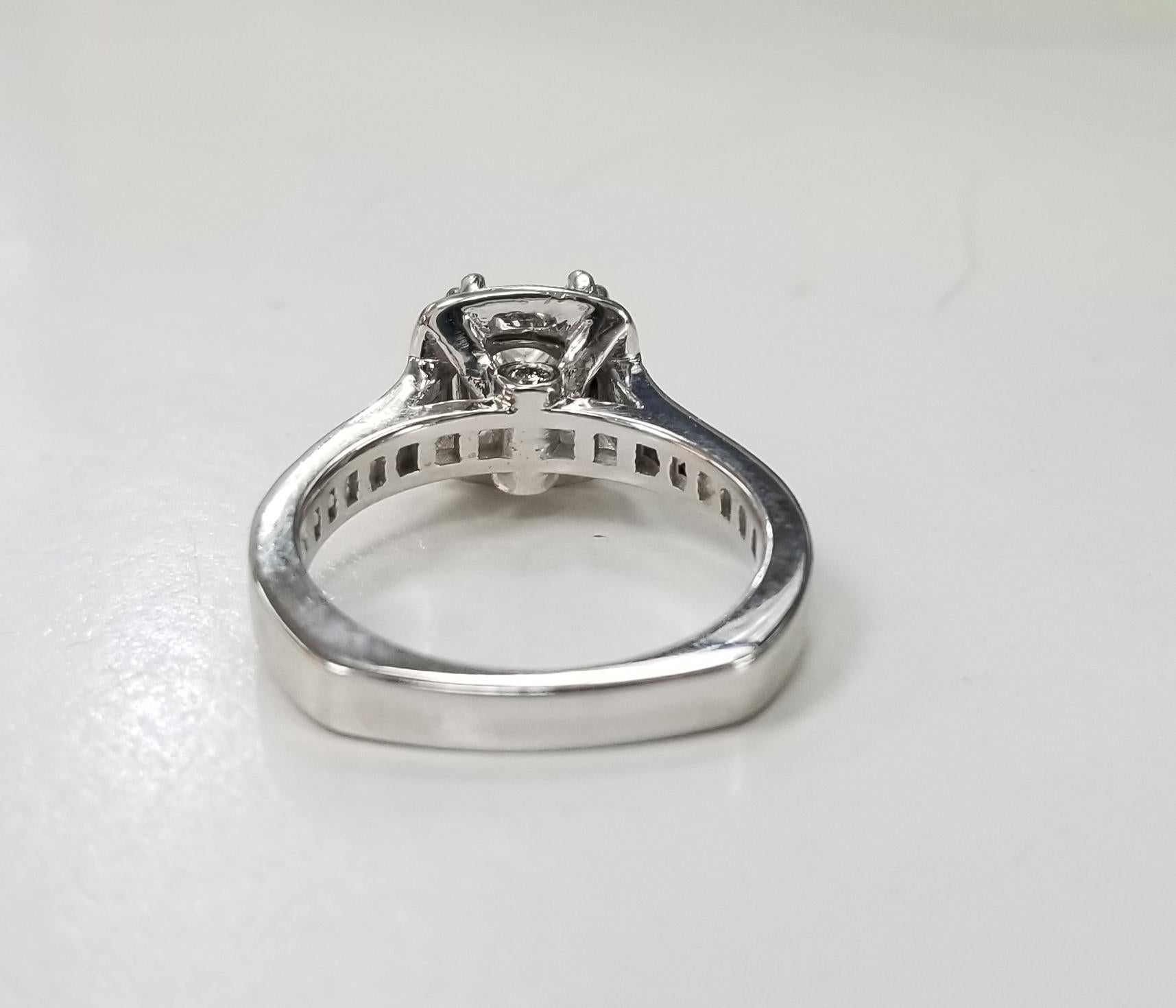 EGL Certified Diamond Princess Cut 1.51D SI2 in Halo Ring In New Condition In Los Angeles, CA