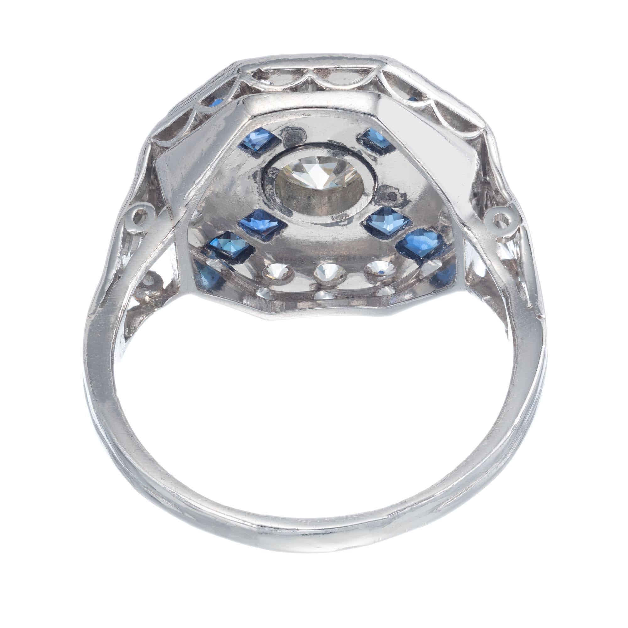 Women's EGL Certified Diamond Sapphire Platinum Ring For Sale