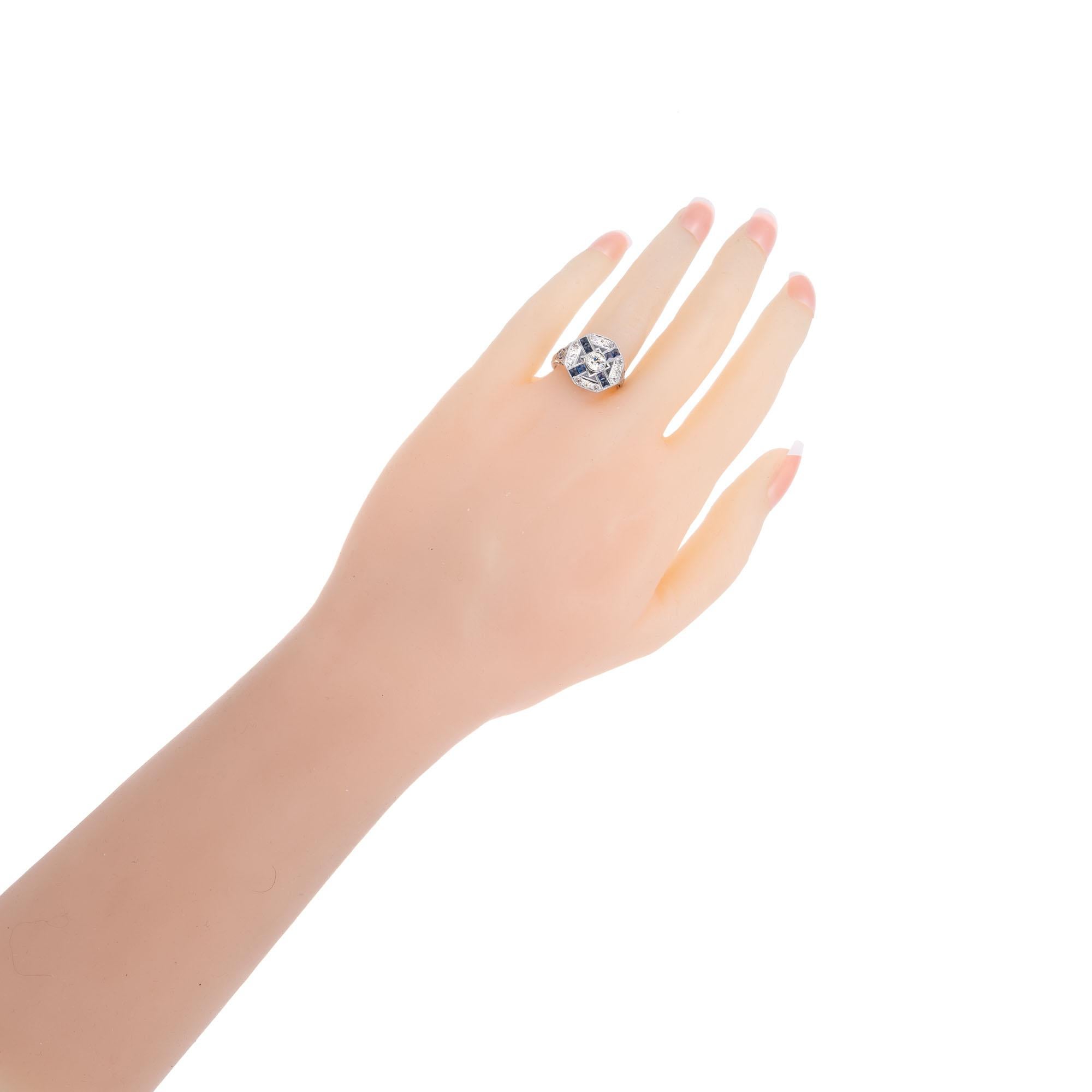 EGL Certified Diamond Sapphire Platinum Ring For Sale 1